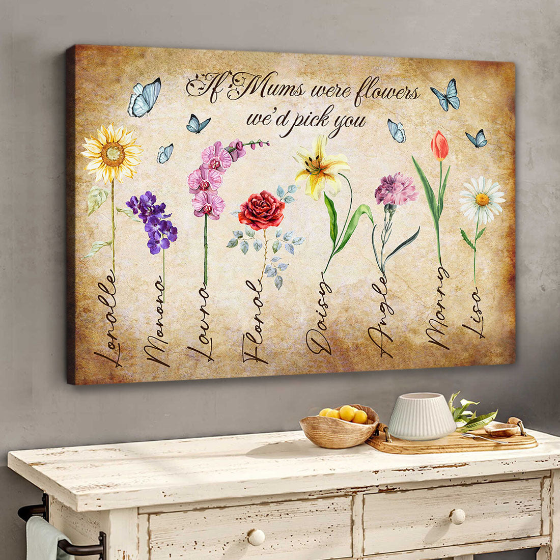 If Mums/Nanas Were Flowers We'd Pick You Canvas Wall Art AK