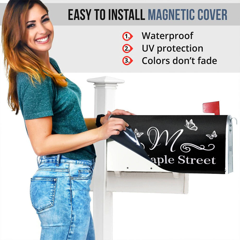 Butterflies Address Mailbox Cover, Mailbox Numbers Decals AF