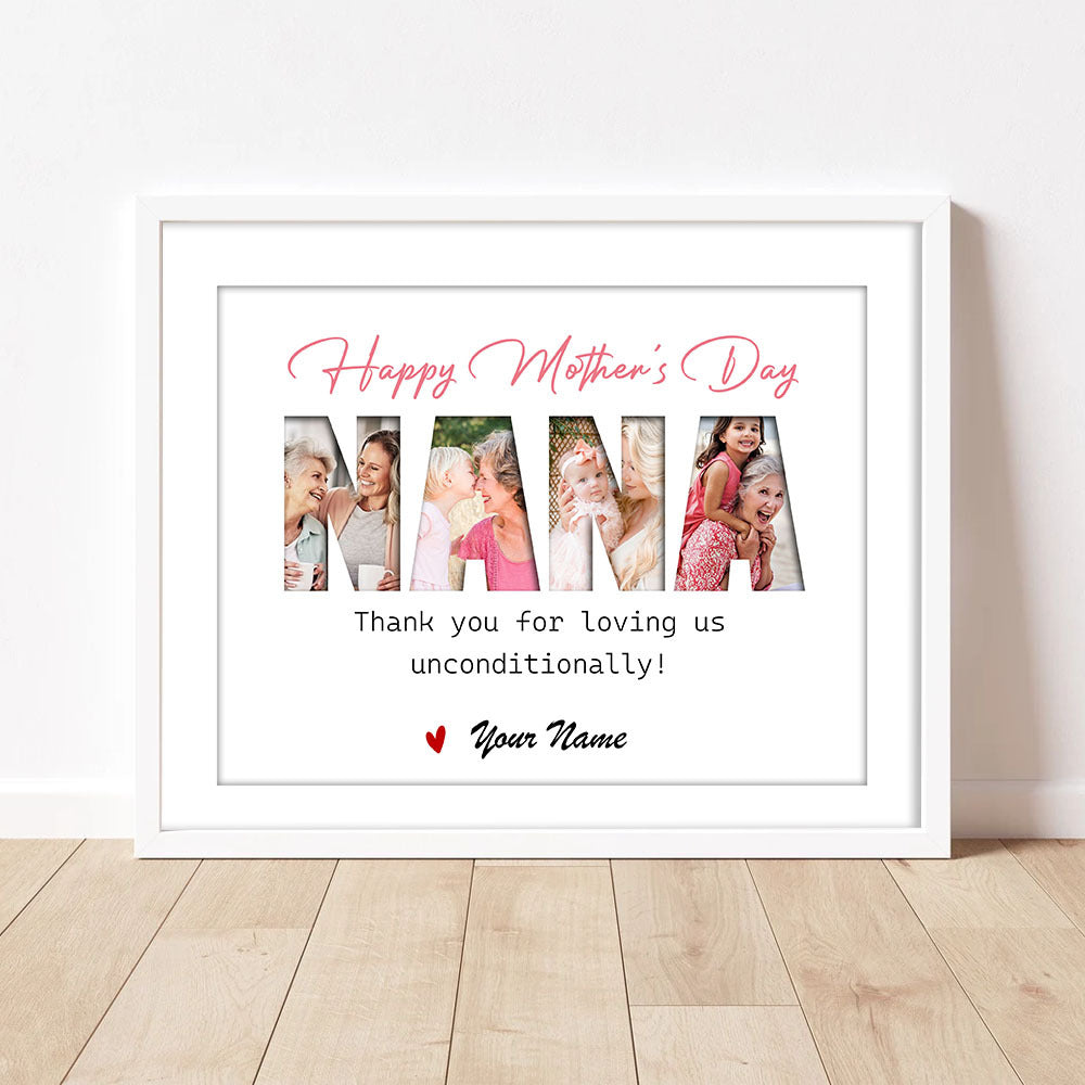 Custom Happy Mother's Day Grandma Photo Collage Picture Frame, Gift For Mom/Grandma AA