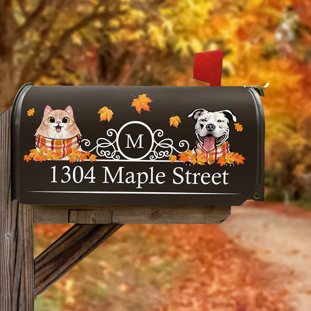Custom Autumn Dog Cat Mailbox Cover, Dog lover Gift AF