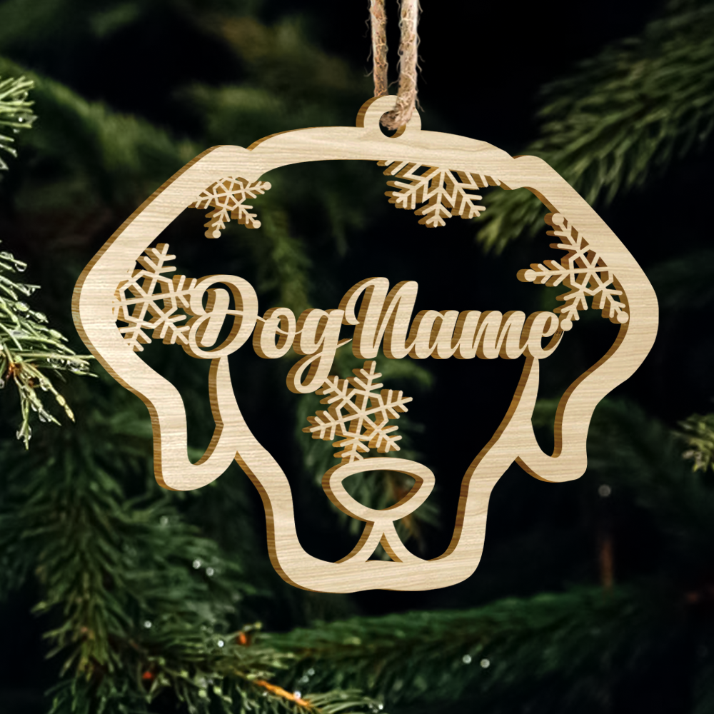 Dog Cat Face With Name Wood Ornament Cutout, Christmas decor AE