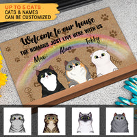 Thumbnail for Welcome to Our House - The Human Live Here With Us - Doormat For Cat Lovers AB