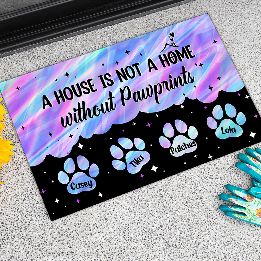 Hologram Pawprints Pets Personalized Doormat AB