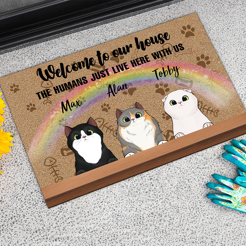 Welcome to Our House - The Human Live Here With Us - Doormat For Cat Lovers AB