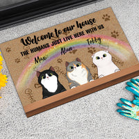 Thumbnail for Welcome to Our House - The Human Live Here With Us - Doormat For Cat Lovers AB