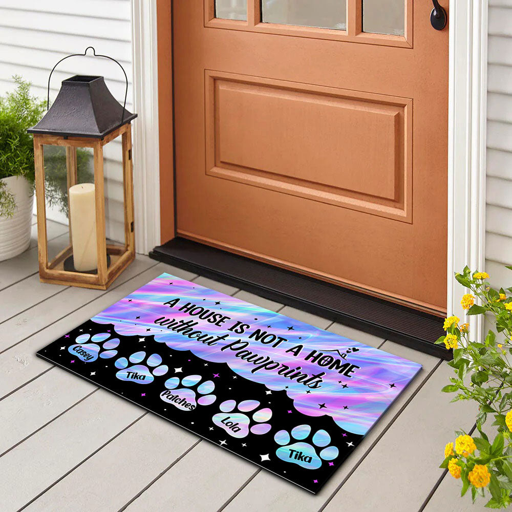 Hologram Pawprints Pets Personalized Doormat AB