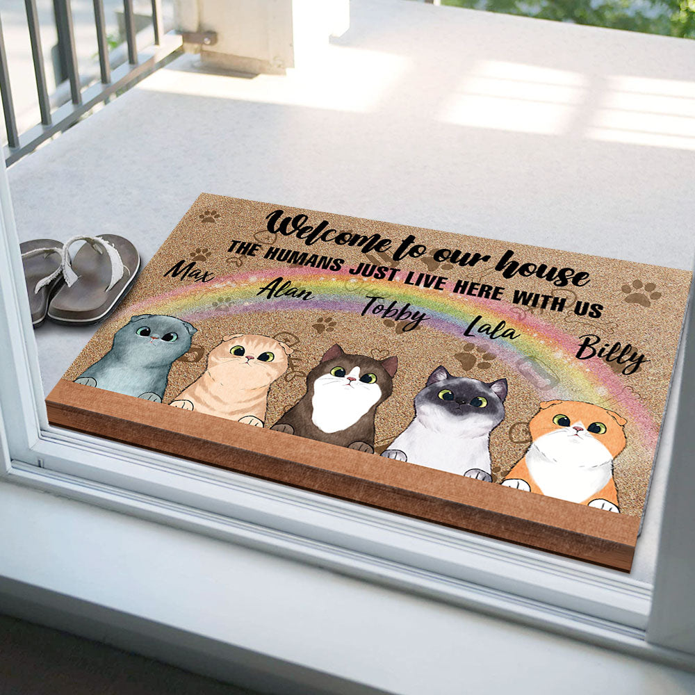 Welcome to Our House - The Human Live Here With Us - Doormat For Cat Lovers AB