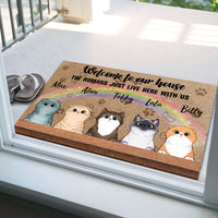 Thumbnail for Welcome to Our House - The Human Live Here With Us - Doormat For Cat Lovers AB