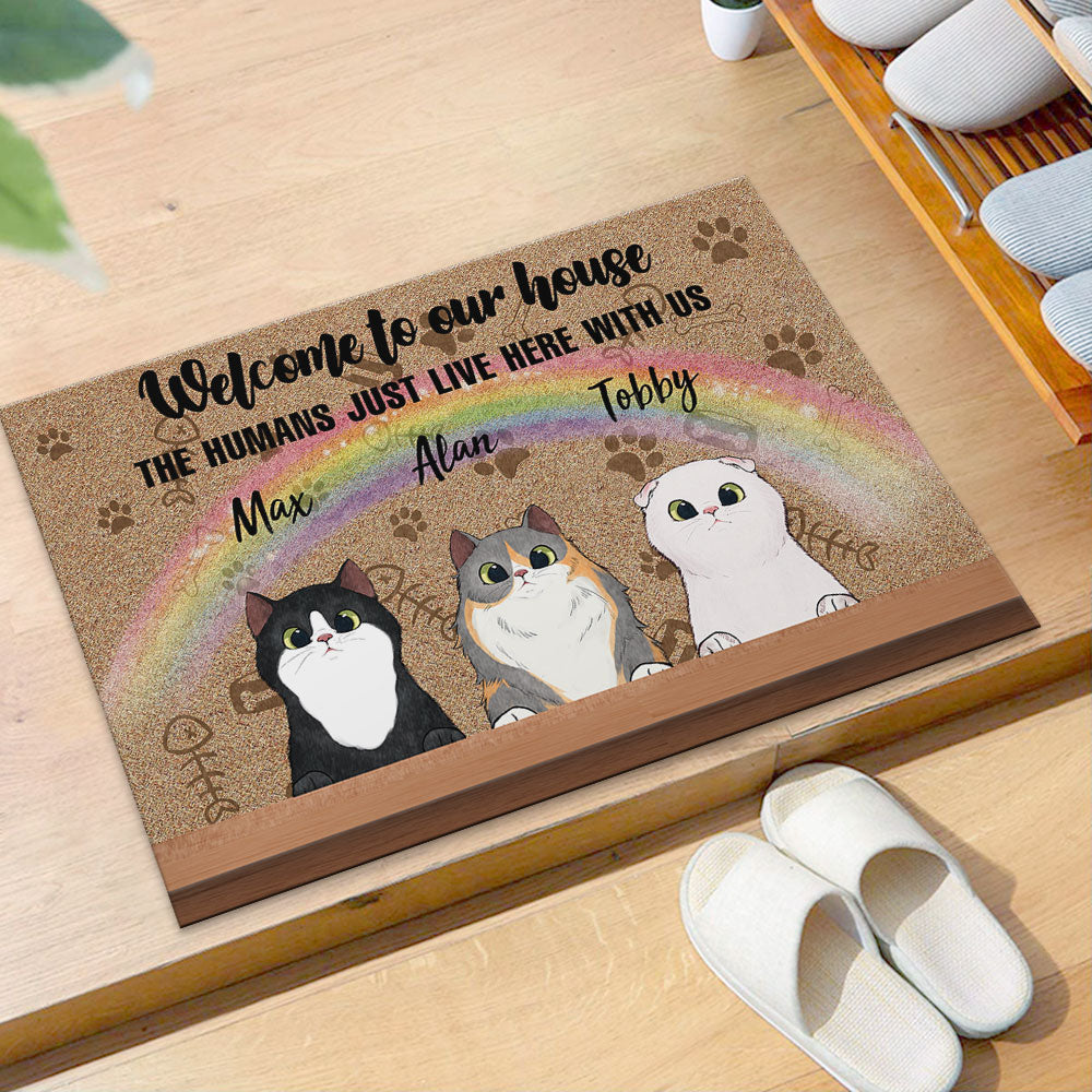 Welcome to Our House - The Human Live Here With Us - Doormat For Cat Lovers AB