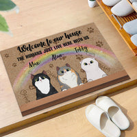 Thumbnail for Welcome to Our House - The Human Live Here With Us - Doormat For Cat Lovers AB