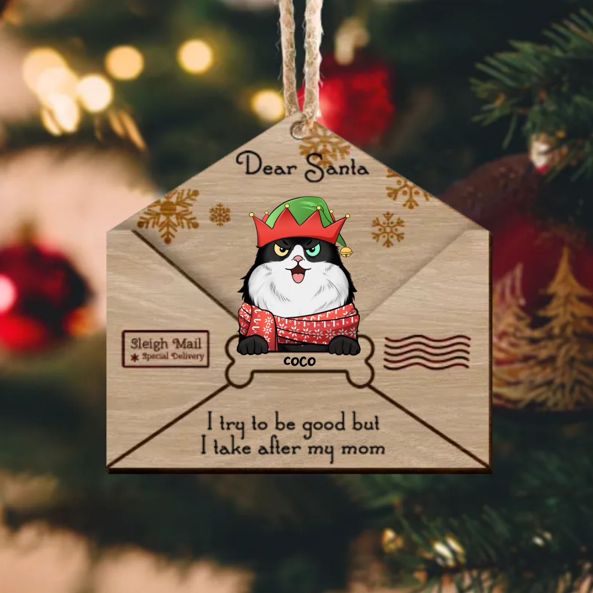 Letter To Santa I Tried To Be Good But I Take After My Mom 2 Layered Wood Christmas Ornament, Dog Lover Gifts AE