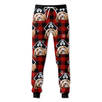 Thumbnail for Upload Pet Photo Cute Hat Buffalo Plaid Sweatpants, Custom Gift For Men and Women AB