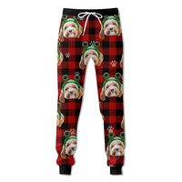 Thumbnail for Upload Pet Photo Cute Hat Buffalo Plaid Sweatpants, Custom Gift For Men and Women AB