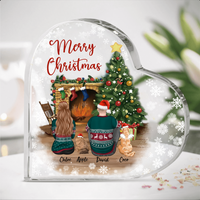 Thumbnail for Personalized Couple & Fluffy Dog & Cat Heart Acrylic Plaque, Christmas Gift For Dog Lovers AA