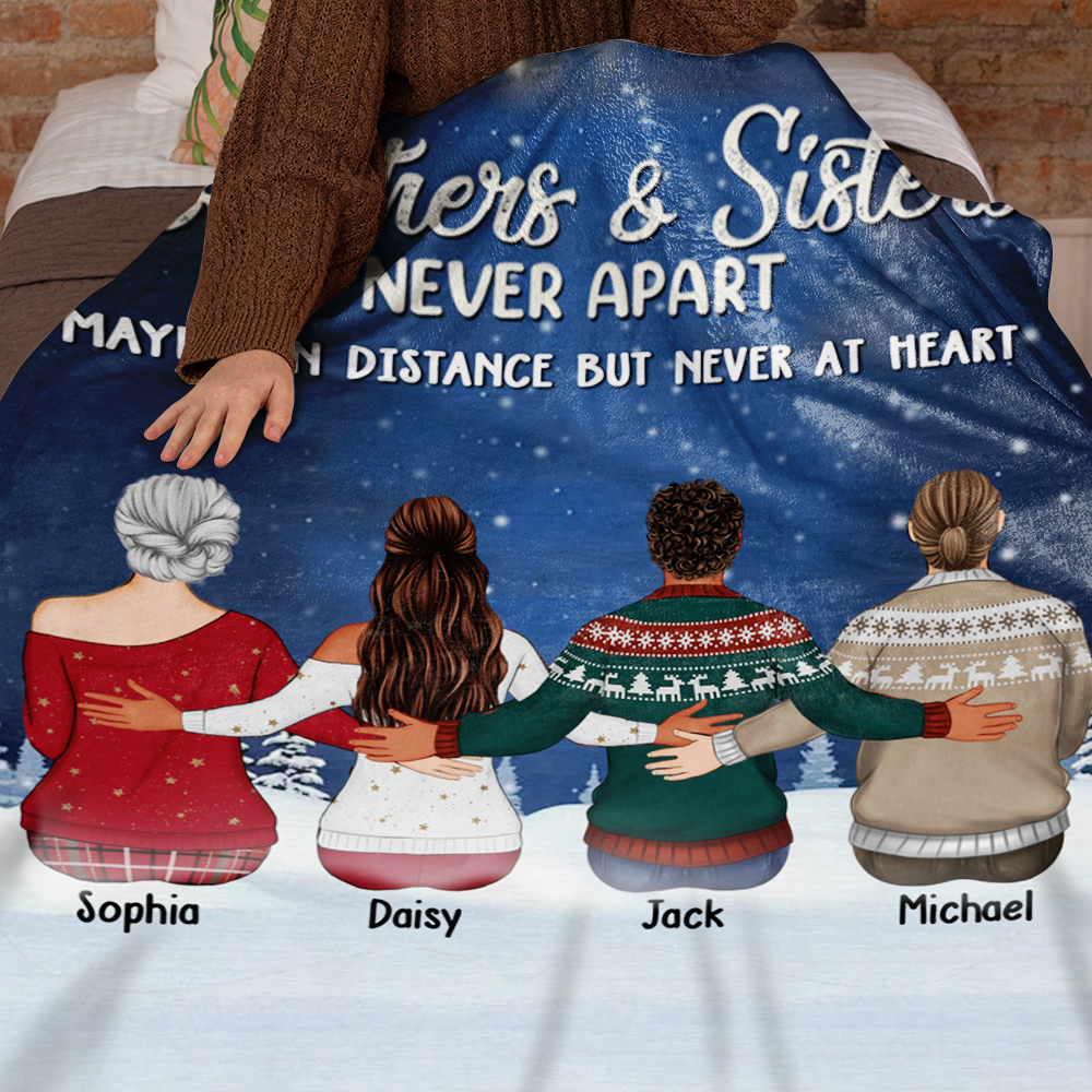 Custom Brothers & Sisters Never Apart Fleece Blanket, Family Gift For Siblings AB