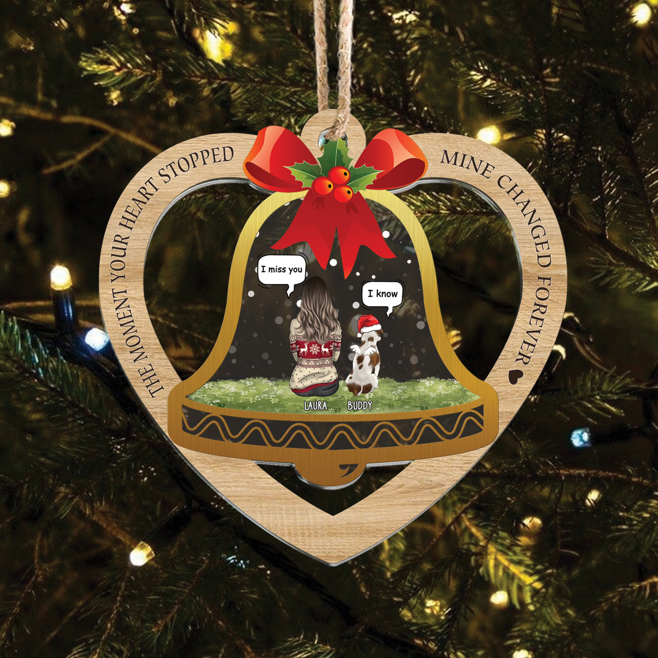 Personalized Dog&Cat  Memorial Heart Shape Printed Acrylic Ornament, Holiday Gift For Dog Lovers AE