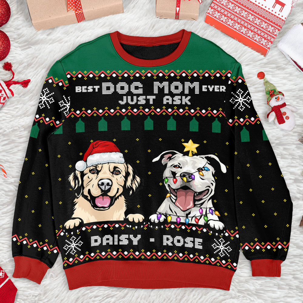 Best Dog Mom Dad Ever Ugly Christmas Sweater, Christmas Gift AB