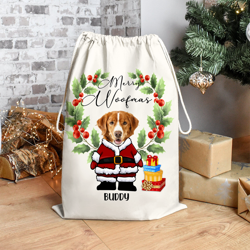 Personalised Face Photo Merry Christmas Santa Family Christmas Bag AB