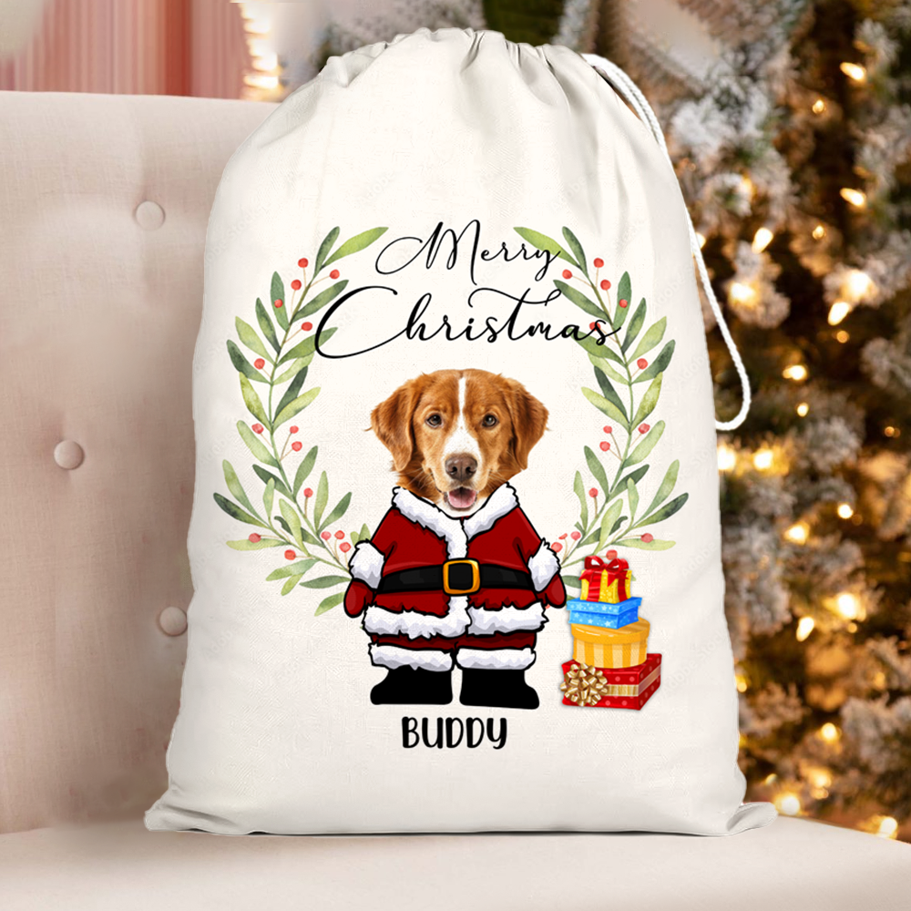 Personalised Face Photo Merry Christmas Santa Family Christmas Bag AB